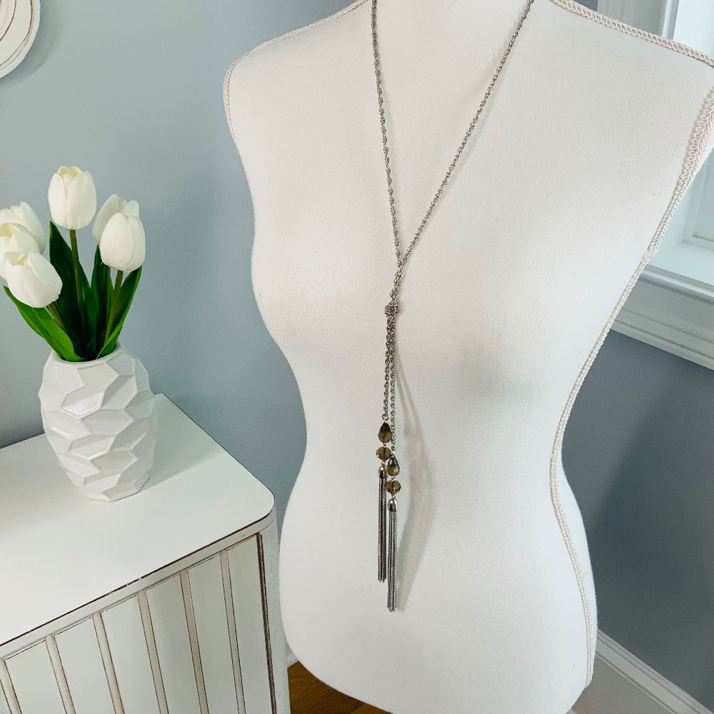 Talbot's Silver tone Tassel Necklace 23 inches Long